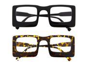 Designer Inspired Square Lens Sunglasses Glasses Rectangle Modern Chic 2 Pack