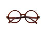 Vintage Inspired Large Circle Clear Lens Sunglasses Retro Fashion Geek Brown