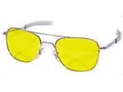 American Optical Original Pilot Bayonet 55 Silv Yellow Poly Sunglasses 32339