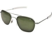 American Optical Original Pilot Bayonet 57 Matte Chrome TC Grn Sunglasses 32225