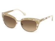 Roberto Cavalli Eyewear Shiny Rose Gold Frame Brown Mirror Lens Sunglasses