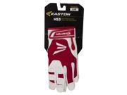 Easton A121851PRYL HS3 Youth Batting Gloves White Red L