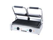 AdCraft Stainless Steel Grooved Plate Double Sandwich Grill SG 813