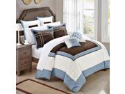 Ballroom Blue Brown White 11 Piece Comforter Bed In A Bag Set