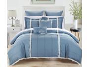 Legend Blue White 11 Piece Quilted Embroidery Comforter Bed In A Bag Set