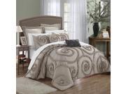 Rosalia Taupe Ruffled Applique 11 Piece Comforter Bed In A Bag Set
