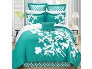 Iris Turquoise White 7 Piece Comforter Bed In A Bag Set