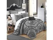 Rosalia Grey Ruffled Applique 11 Piece Comforter Bed In A Bag Set
