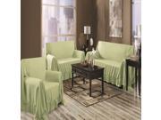 Venice Home 3 Piece Sofa Loveseat Chair Protector Throw Cover Set Sage