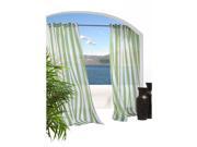 Outdoor Decor Escaped Striped Voile Grommet Top Window Panel Green