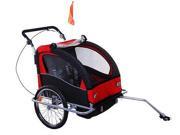 Aosom Elite II 3in1 Double Child Bike Trailer Stroller Jogger Red