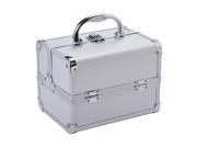 Soozier Cosmetics Makeup Jewelry Travel Train Mini Case with Mirror Silver