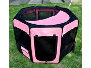 Pawhut 46 Deluxe Soft Sided Folding Pet Playpen Crate Pink Black
