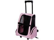 Pawhut Deluxe Pet Dog Travel Carrier Backpack w Wheels Pink