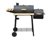 Outsunny Backyard Charcoal BBQ Grill Offset Smoker Combo w Wheels