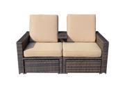 Outsunny Outdoor 3pc PE Rattan Wicker Patio Love Seat Lounge Chair Set