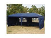 Outsunny 10 x 20 Easy Pop Up Canopy Party Tent Navy Blue w 4 Removable Sidewalls