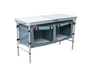 Outsunny 47 Aluminum Folding Camp Table w Storage Organizer