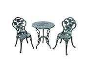 Outsunny 3 pc Outdoor Patio Furniture Antique Style Bistro Dining Chair Table Set Green