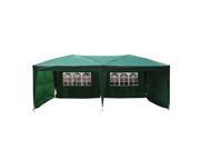 Outsunny 10 x 20 Easy Pop Up Canopy Party Tent Green w 4 Removable Sidewalls