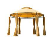 Outsunny 11 Round Outdoor Patio Canopy Party Gazebo w Curtains Orange