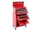 HomCom Deluxe Rolling Tool Cabinet Chest with 6 Drawers and Removable Tool Box Red