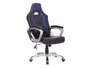 HomCom Race Car Style PU Leather Heated Massaging Office Chair Black Blue