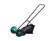 Outsunny 12 Inch 5 Blade Push Lawn Mower with Grass Catcher – Green Black