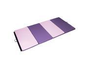 Soozier 4 x 8 x 2 PU Leather Gymnastics Tumbling Martial Arts Folding Mat Purple Light Pink