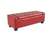 Homcom Faux Leather Storage Ottoman Shoe Bench Red