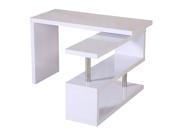 HomCom Rotating Office Desk and Shelf Combo – White