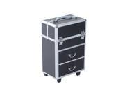 Soozier 4 Tier Lockable Cosmetic Makeup Train Case with Extendable Trays Black