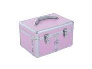 Soozier 3 Tier Lockable Cosmetic Makeup Train Case with Extendable Trays Pink