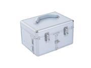 Soozier 3 Tier Lockable Cosmetic Makeup Train Case with Extendable Trays Silver