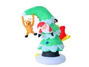 7 Inflatable LED Lit Santa Claus Stuck In Christmas Tree Lawn Yard Decoration