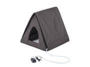 Pawhut Outdoor Heated Unheated A frame Cat House Brown