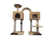 Pawhut 46 Cat Tree Scratching Post Toy Condo Furniture House Beige Brown
