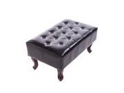 HomCom PU Leather Button Tufted Ottoman Footstool Black