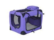 Pawhut 32 Soft Sided Folding Crate Pet Carrier Purple