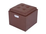 HomCom 14 Tufted Square Storage Ottoman with Tray Brown