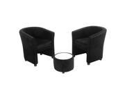 HomCom Plush Tub Barrel Club Arm Seat Chair and Ottoman Set Black