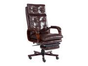 HomCom High Back PU Leather Executive Reclining Office Chair with Footrest Brown