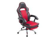 HomCom Race Car Style High Back PU Leather Reclining Office Chair with Footrest Red and Black