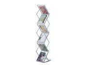 HomCom 6 Pocket Double Sided Mobile Literature Display Rack Silver