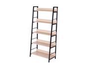 HomCom Deluxe 5 Shelf Modern Ladder Bookcase Golden Oak Black