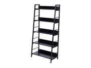 HomCom Deluxe 5 Shelf Modern Ladder Bookcase Black