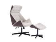 HomCom Designer Inspired Classic Lounge Chair Ottoman Set Cream White