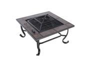 Outsunny 34 Square Wood Burning Outdoor Metal Fire Pit Black