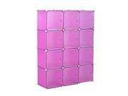 HomCom Customizable 12 Cube Plastic Storage Organizer Pink