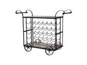 HomCom 32? 35 Bottle Metal and Wood Wheeled Wine Rack Cart Black Wood